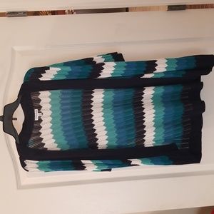 Croft and Barrow Open Front Pattern Short Sleeve Cardigan